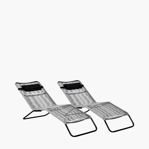 Rio Sun Loungers, Grey, Set Of 2