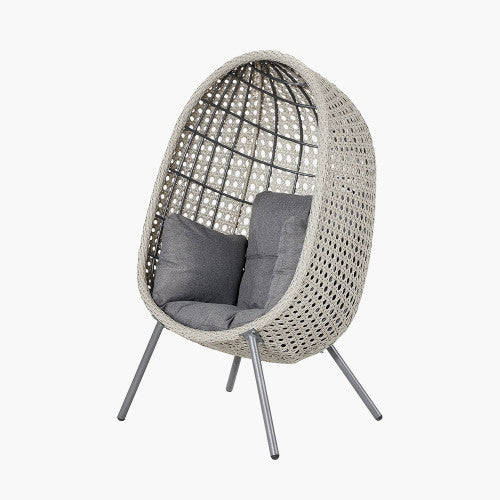 Oslo Garden Furniture Single Nest Chair, Rattan, Stone Grey