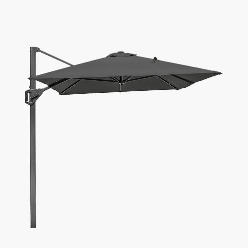 Voyager Garden Parasol, 3m x 2m Rectangular, Anthracite Grey, Free Arm