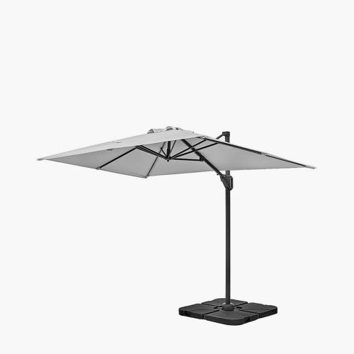 Voyager Garden Parasol, 3m x 2m Rectangular, Luna Grey, Free Arm