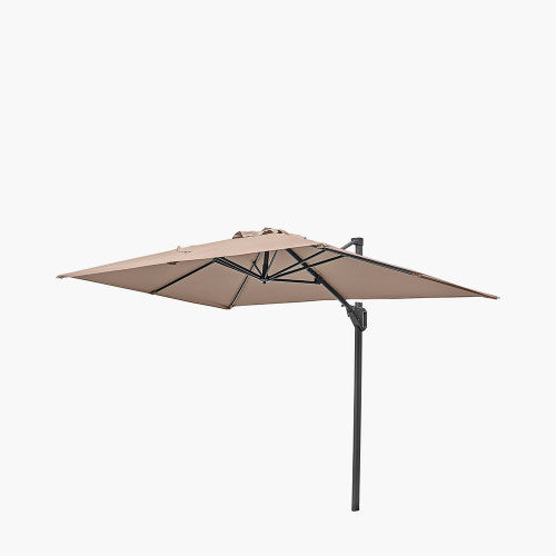 Voyager Garden ParasolT1 3m x 2m Rectangular Taupe Free Arm Parasol