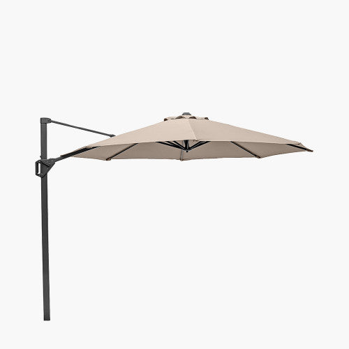 Voyager Garden Parasol, 3m Round, Taupe, Free Arm