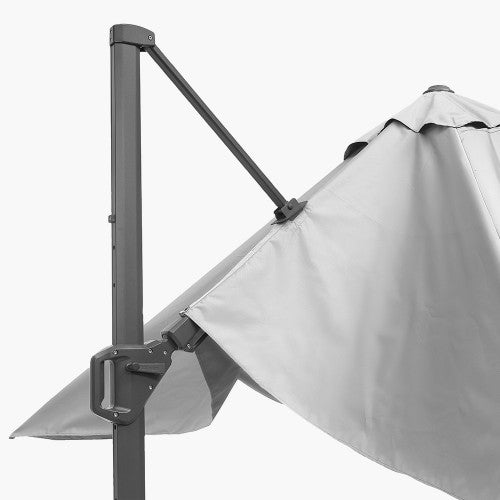 Challenger T2 Garden Parasol, 3.5 x 2.6m, Luna Grey, Free Arm