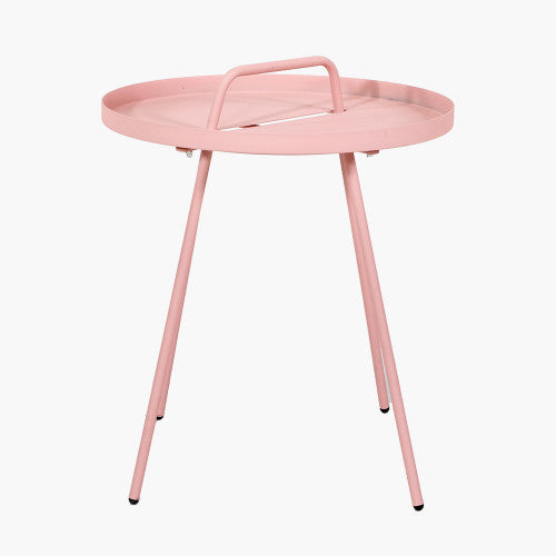 Pink round store bedside table