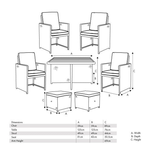 Dunbar Garden Furniture Dining Set, Stone Rattan, Grey Cushion