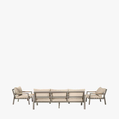 Smithfield Garden Furniture Lounge Set, Grey Metal, Natural Wood