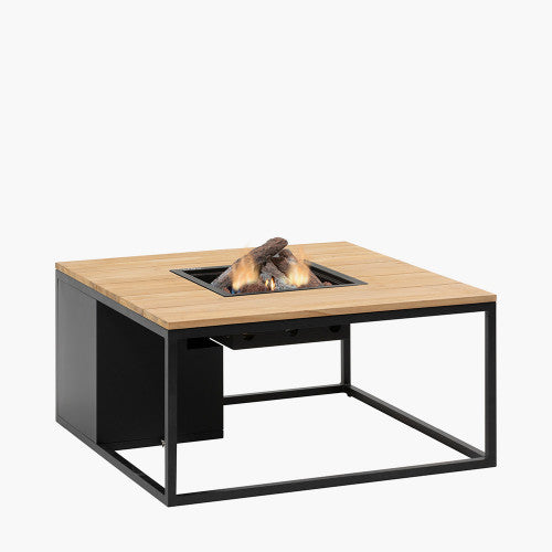 Cosiloft 100 Black and Teak Fire Pit Table