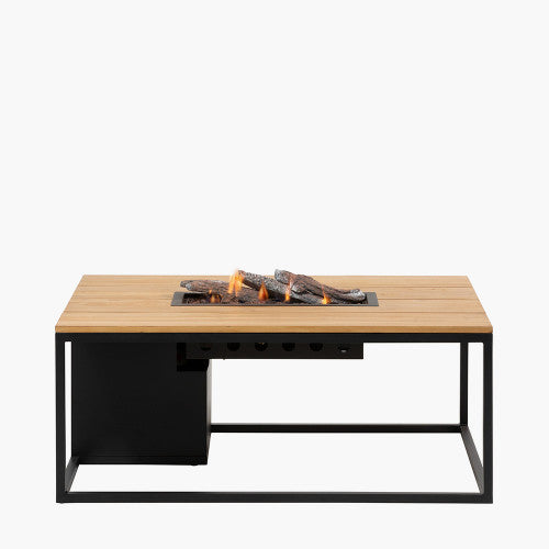 Cosiloft 120 Black and Teak Fire Pit Table