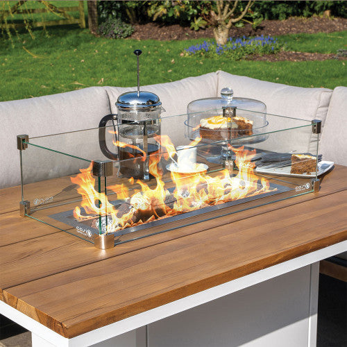 Cosiloft 120 Relaxed Dining White and Teak Fire Pit Table