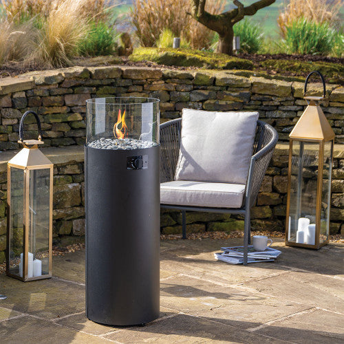 Outdoor Black Metal Gas Pillar Lantern