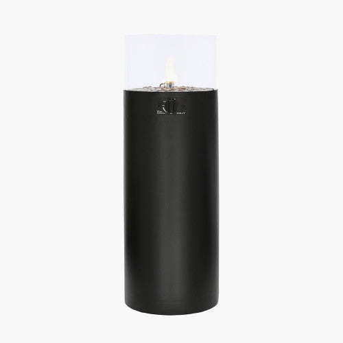 Outdoor Black Metal Gas Pillar Lantern