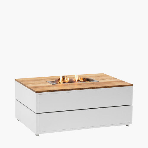 Cosipure 120 White and Teak Rectangular Fire Pit