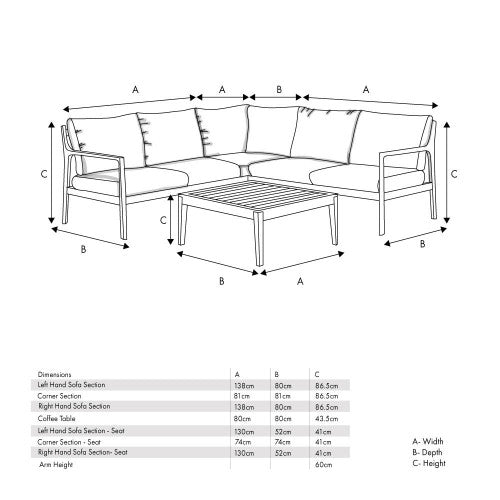 Shelby Garden Furniture Corner Lounge Set, Natural Wood, Grey Cushions