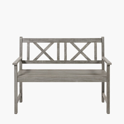 Hartley Outdoor Wooden Bench, Antique Grey,  2 Seater