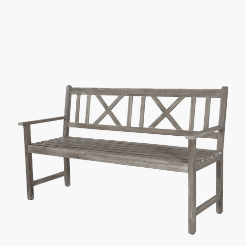 Hartley Outdoor Wooden Bench, Antique Grey, 3 Seater