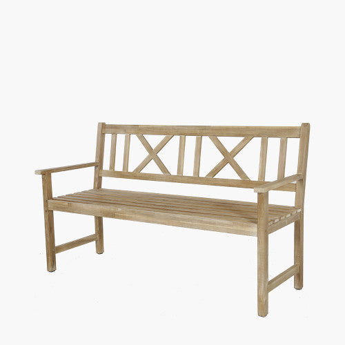 Hartley Outdoor Wooden Bench, Light Teak, 3 Seater