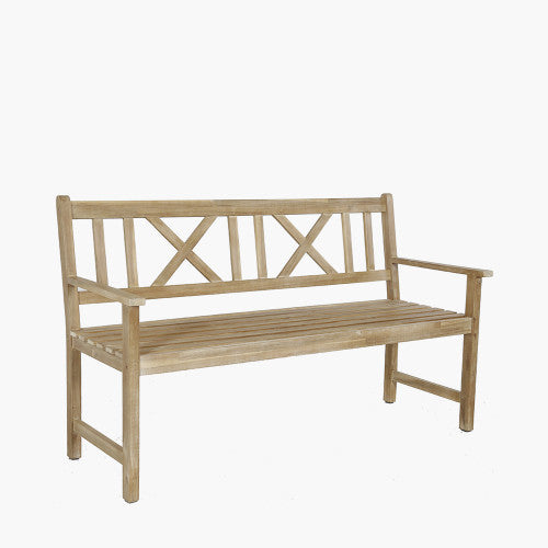 Hartley Outdoor Wooden Bench, Light Teak, 3 Seater