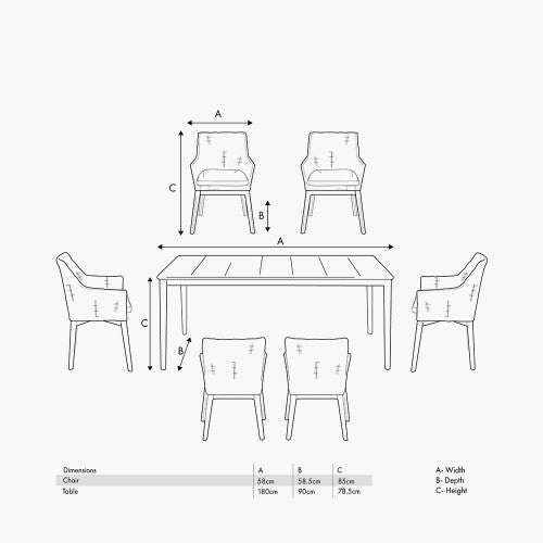 Burton Garden Furniture Dining Set, Grey, Natural Wood