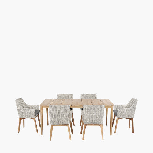 Burton Outdoor Garden Dining Set, Light Grey, Natural Wood