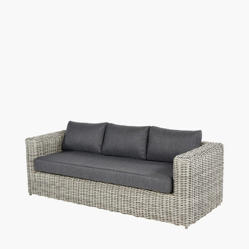 Hampton Garden Furniture Lounge Set, Natural Rattan, Grey Cushions