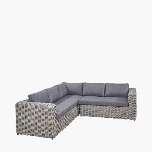 Hampton Garden Furniture Corner Lounge Set, Natural Rattan, Grey Cushions