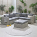 Hampton Garden Furniture Corner Lounge Set, Natural Rattan, Grey Cushions