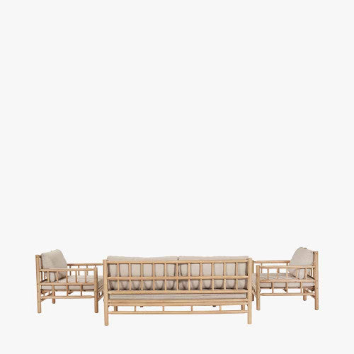 Hemlington Garden Furniture Lounge Set, Natural Bamboo