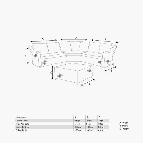 Hampshire Natural Rattan Garden Furniture Natural Corner Set