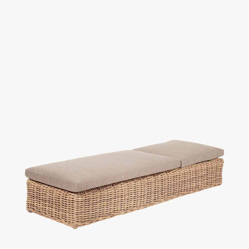 Hatfield Gatrden Furniture Sunlounger, Natural Rattan, Beige Cushion