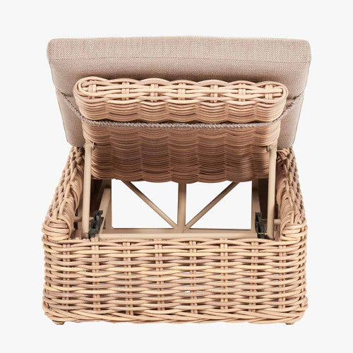 Hatfield Gatrden Furniture Sunlounger, Natural Rattan, Beige Cushion