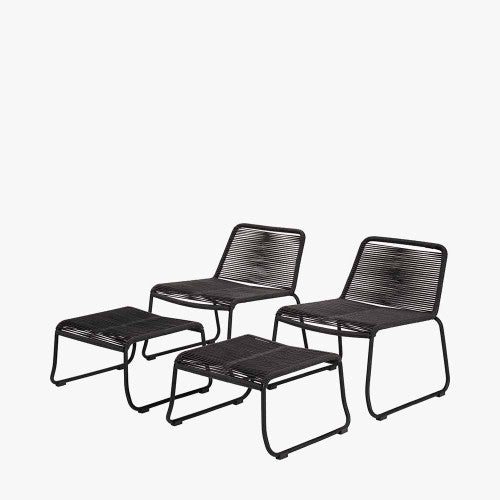 Fairfield Garden Furniture Hocker Set, Black, 4 Piece