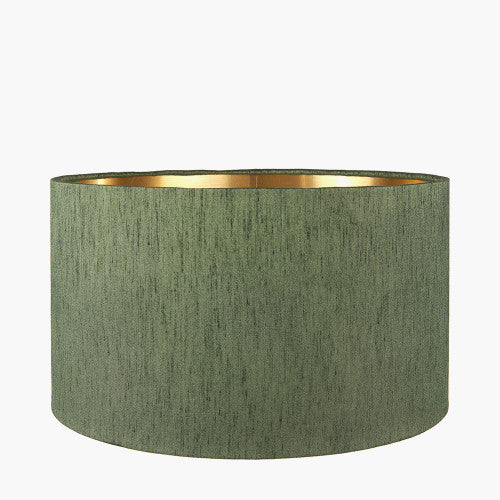 Sylvi Green Slubbed Faux Silk Gold Lined Cylinder Shade