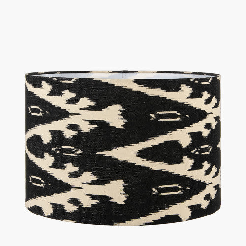 Sif Black Ikat Patterned Cylinder Shade- 35cm 