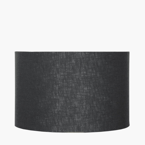 Hilda Black Self Lined Linen Drum Shade- 40cm