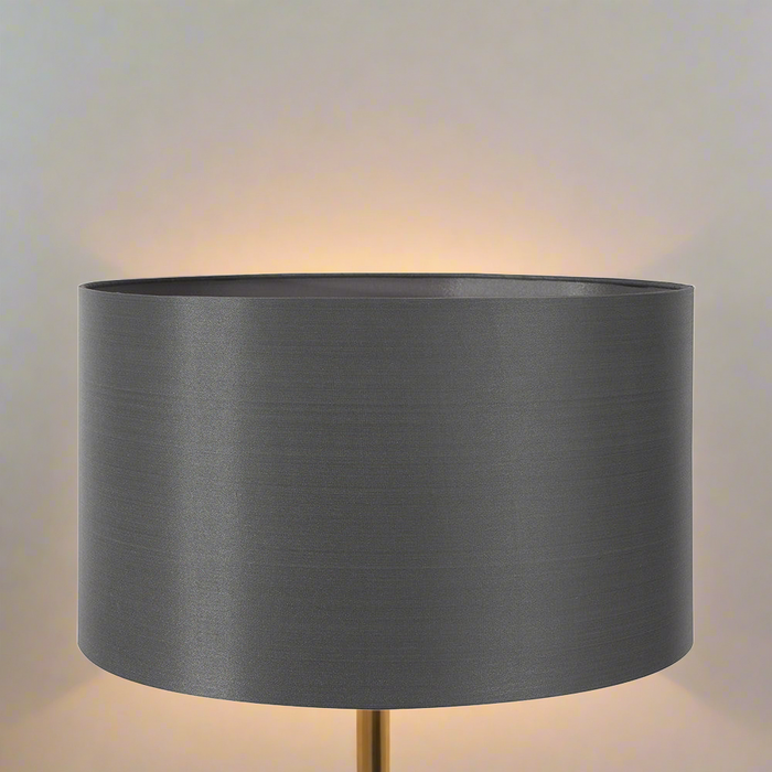 Steel Grey Silk Lined Cylinder Shade - 35cm