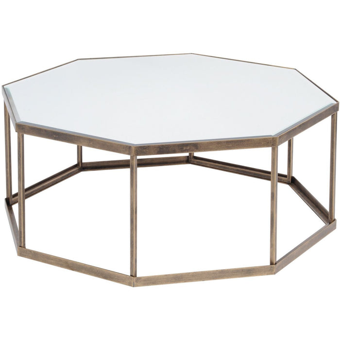 Jacqueline Octagon Coffee Table, Dark Bronze Iron Finish, Glass Top