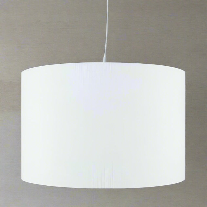 White Self Lined Linen Drum Shade - 35cm