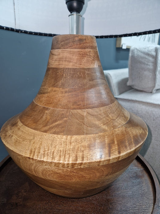 Modern Mango Wood Table Lamp with Handwoven Shade