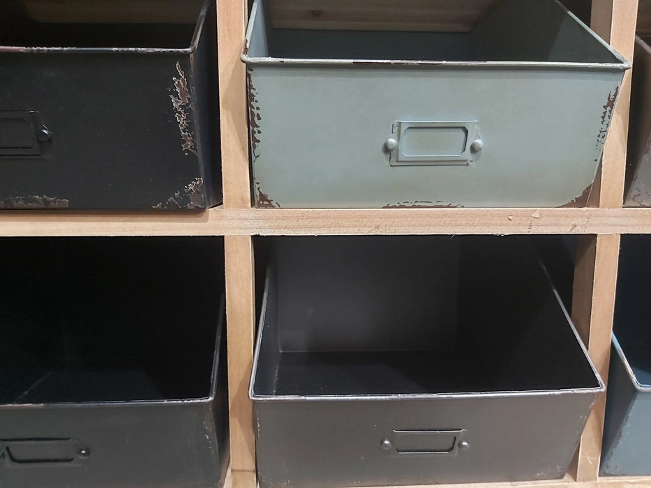 Rustic Sideboard, 3 Wooden Drawers, 8 Metal Storage