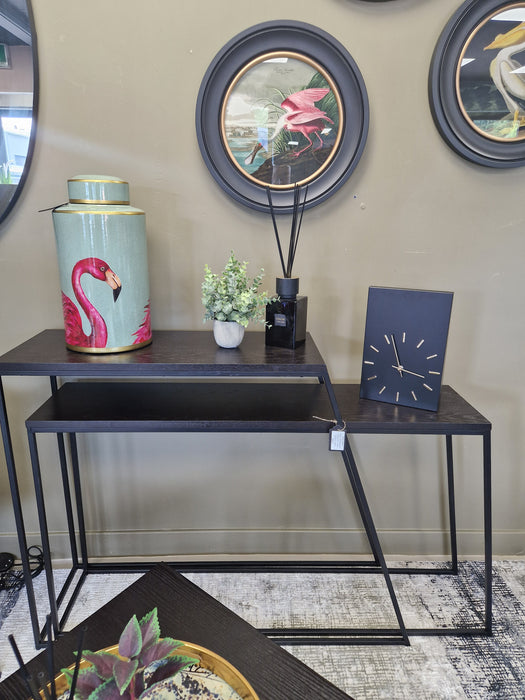 Modern Nesting Console Tables, Black, Metal & Wood, Set Of 2 ( Due Back In 28/02/25 )