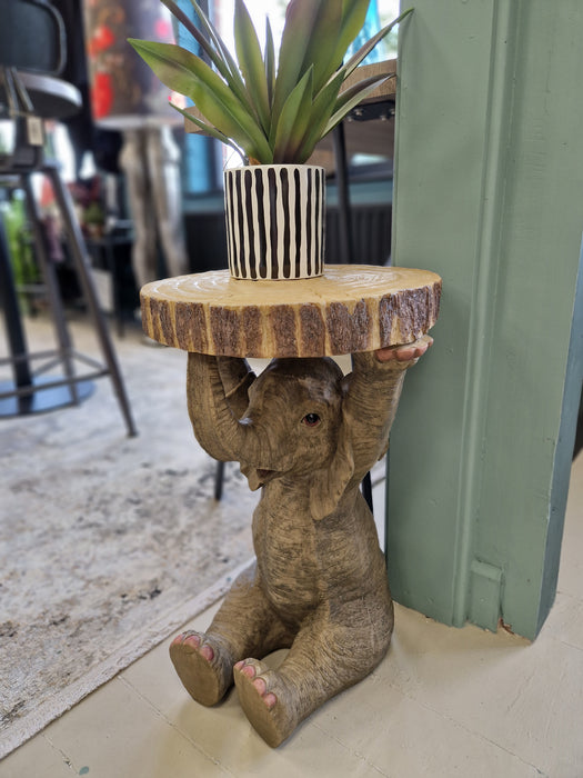 Elephant Holding "Trunk Slice" Side Table