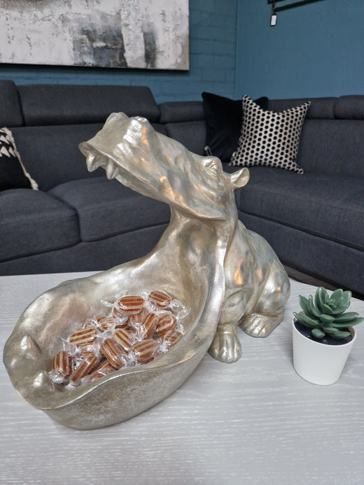 Decorative Silver Hippo Bowl