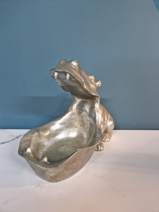 Decorative Silver Hippo Bowl