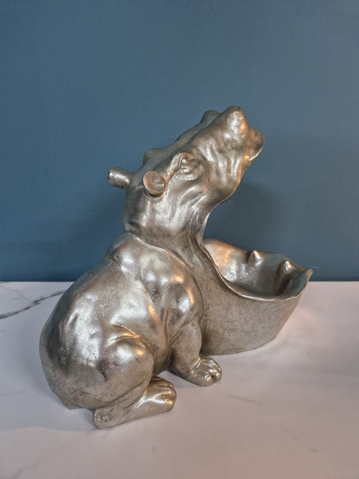 Decorative Silver Hippo Bowl