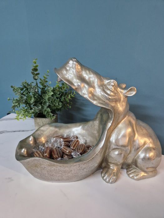 Decorative Silver Hippo Bowl