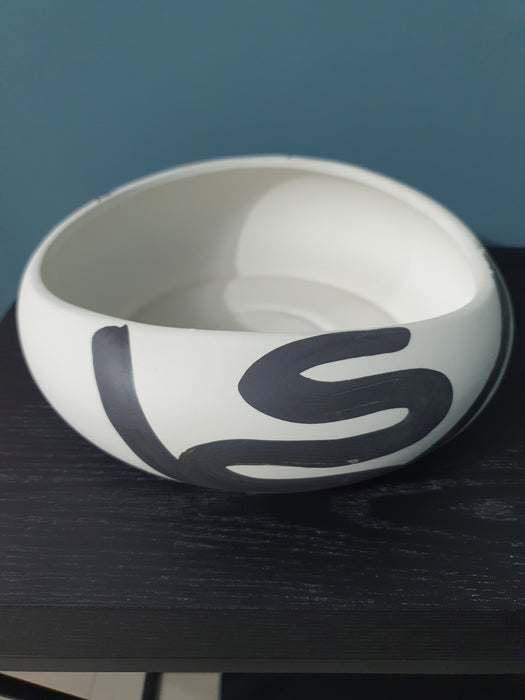 Abstract Black & White Ceramic Bowl