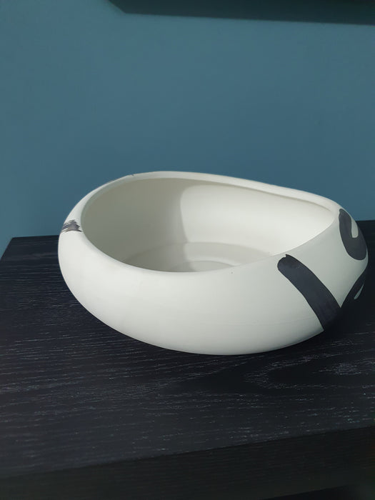 Abstract Black & White Ceramic Bowl