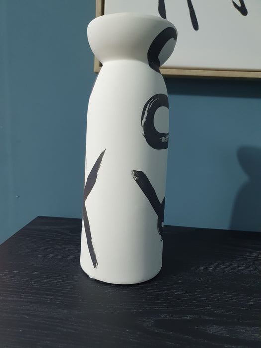 Abstract Black & White Ceramic Candleholder