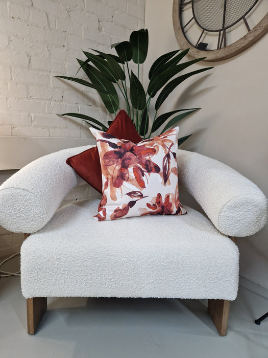 Malini Kelly Rust Floral Watercolour Cushion – 45x45cm