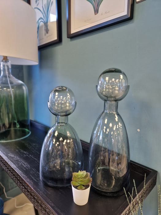 Modern Grey Glass Ornamental Bottle - Small - 35cm